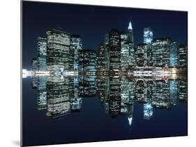 New York City Skyline and Manhattan Bridge at Night-Zigi-Mounted Photographic Print