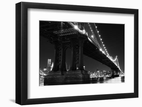 New York City Skyline and Manhattan Bridge at Night-Zigi-Framed Photographic Print