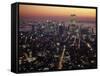New York City Skyline at Night, NY-Barry Winiker-Framed Stretched Canvas