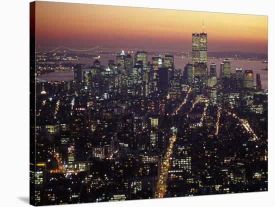 New York City Skyline at Night, NY-Barry Winiker-Stretched Canvas