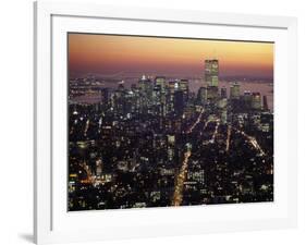 New York City Skyline at Night, NY-Barry Winiker-Framed Photographic Print