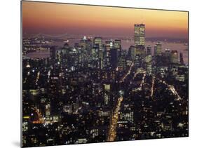 New York City Skyline at Night, NY-Barry Winiker-Mounted Photographic Print
