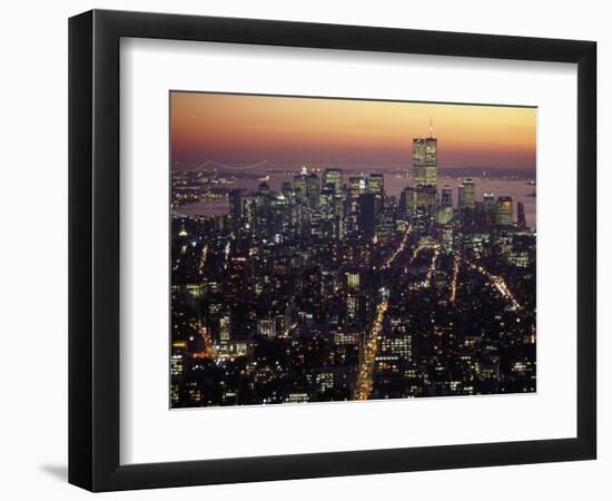 New York City Skyline at Night, NY-Barry Winiker-Framed Photographic Print