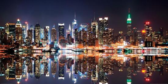 New York City Skyline At Night Poster Deng Songquan Allposters Com