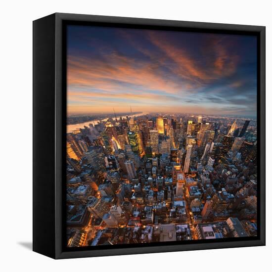 New York City Skyline at Sunset /Newyork-dellm60-Framed Stretched Canvas