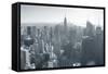 New York City Skyline Black and White in Midtown Manhattan Aerial Panorama View in the Day.-Songquan Deng-Framed Stretched Canvas