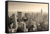 New York City Skyline Black and White in Midtown Manhattan Aerial Panorama View in the Day.-Songquan Deng-Framed Stretched Canvas