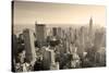 New York City Skyline Black and White in Midtown Manhattan Aerial Panorama View in the Day.-Songquan Deng-Stretched Canvas