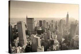 New York City Skyline Black and White in Midtown Manhattan Aerial Panorama View in the Day.-Songquan Deng-Stretched Canvas