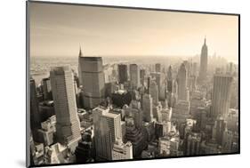 New York City Skyline Black and White in Midtown Manhattan Aerial Panorama View in the Day.-Songquan Deng-Mounted Photographic Print