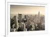 New York City Skyline Black and White in Midtown Manhattan Aerial Panorama View in the Day.-Songquan Deng-Framed Photographic Print