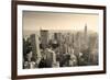 New York City Skyline Black and White in Midtown Manhattan Aerial Panorama View in the Day.-Songquan Deng-Framed Photographic Print