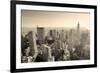 New York City Skyline Black and White in Midtown Manhattan Aerial Panorama View in the Day.-Songquan Deng-Framed Photographic Print