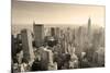 New York City Skyline Black and White in Midtown Manhattan Aerial Panorama View in the Day.-Songquan Deng-Mounted Photographic Print