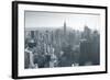 New York City Skyline Black and White in Midtown Manhattan Aerial Panorama View in the Day.-Songquan Deng-Framed Photographic Print