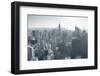 New York City Skyline Black and White in Midtown Manhattan Aerial Panorama View in the Day.-Songquan Deng-Framed Photographic Print