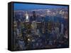 New York City Skyline East River Chrysler Building Night United Nations-William Perry-Framed Stretched Canvas