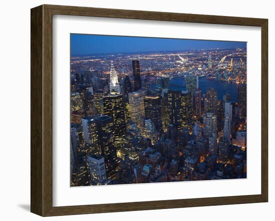 New York City Skyline East River Chrysler Building Night United Nations-William Perry-Framed Premium Photographic Print