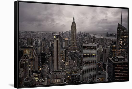 New York City skyline from above, New York, United States of America, North America-David Rocaberti-Framed Stretched Canvas