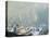 New York City Skyline from Brooklyn Harbor, Ships Docked in Foreground-Joseph Pennell-Stretched Canvas