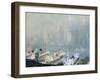 New York City Skyline from Brooklyn Harbor, Ships Docked in Foreground-Joseph Pennell-Framed Giclee Print