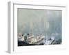 New York City Skyline from Brooklyn Harbor, Ships Docked in Foreground-Joseph Pennell-Framed Giclee Print