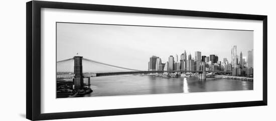 New York City Skyline with  Brooklyn Bridge and  Lower Manhattan View in Early Morning Sun Light --Orhan-Framed Photographic Print