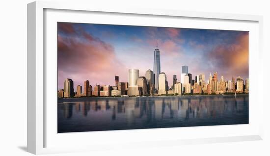 New York City Skyline with Urban Skyscrapers at Sunset, USA-Beatrice Preve-Framed Photographic Print