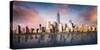 New York City Skyline with Urban Skyscrapers at Sunset, USA-Beatrice Preve-Stretched Canvas