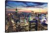 New York City Skyline with Urban Skyscrapers at Sunset.-Songquan Deng-Stretched Canvas