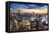 New York City Skyline with Urban Skyscrapers at Sunset.-Songquan Deng-Framed Stretched Canvas