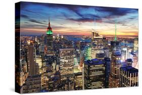 New York City Skyline with Urban Skyscrapers at Sunset.-Songquan Deng-Stretched Canvas