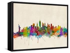 New York City Skyline-Michael Tompsett-Framed Stretched Canvas