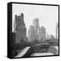 New York City Skyscrapers and Hotel Seen from Pedestrian Bridge-null-Framed Stretched Canvas