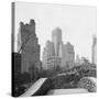 New York City Skyscrapers and Hotel Seen from Pedestrian Bridge-null-Stretched Canvas