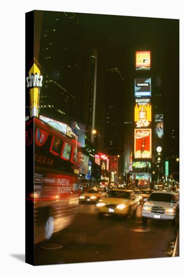 New York city street at night-null-Stretched Canvas