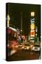 New York city street at night-null-Stretched Canvas