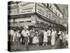 New York City Street Corner with Customers Ordering and Eating Nathan's Hot Dogs-null-Stretched Canvas