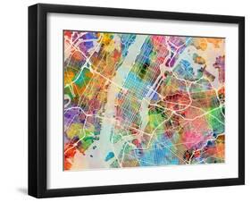 New York City Street Map-Michael Tompsett-Framed Art Print