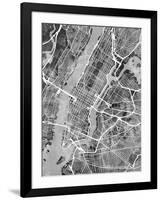 New York City Street Map-Michael Tompsett-Framed Art Print