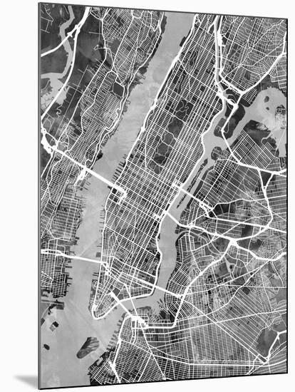 New York City Street Map-Michael Tompsett-Mounted Art Print