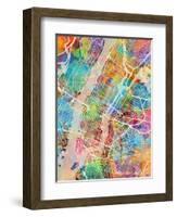 New York City Street Map-Michael Tompsett-Framed Art Print