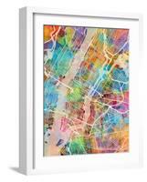 New York City Street Map-Michael Tompsett-Framed Art Print