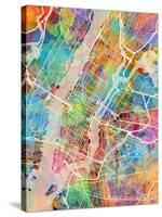 New York City Street Map-Michael Tompsett-Stretched Canvas