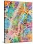 New York City Street Map-Michael Tompsett-Stretched Canvas