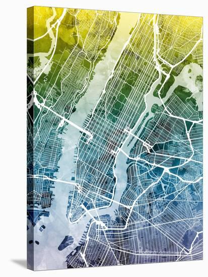 New York City Street Map-Tompsett Michael-Stretched Canvas