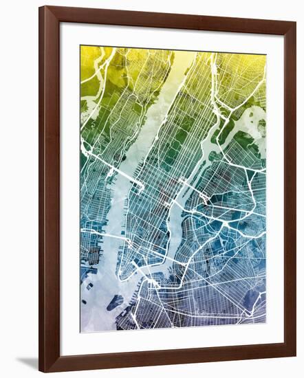 New York City Street Map-Tompsett Michael-Framed Art Print