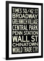 New York City Subway Style Vintage RetroMetro Travel-null-Framed Art Print