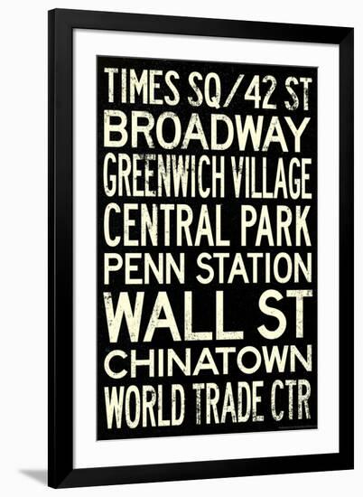 New York City Subway Style Vintage RetroMetro Travel-null-Framed Art Print