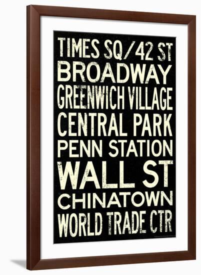 New York City Subway Style Vintage RetroMetro Travel-null-Framed Art Print